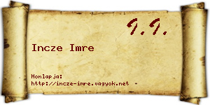 Incze Imre névjegykártya